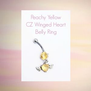 5/$10 | CZ Winged Heart Dangle Belly Ring